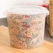 A white Cambro round polypropylene food storage container with pasta inside.