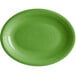 An oval palm green Acopa Capri stoneware platter with a rim.