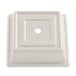 A white square Cambro plate cover with a hole in the middle.