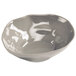 A Cal-Mil Ash Melamine Bowl with a white rim and wavy edge.