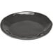 A black Cal-Mil Melamine plate with a curved rim.