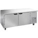 A stainless steel Beverage-Air undercounter refrigerator with two doors and two drawers.