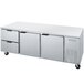A stainless steel Beverage-Air undercounter refrigerator with 2 drawers.