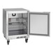 A Beverage-Air undercounter refrigerator with a door open.