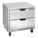 A silver Beverage-Air undercounter refrigerator with two drawers.