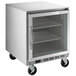A Beverage-Air stainless steel undercounter freezer with glass doors.