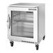 A stainless steel Beverage-Air undercounter refrigerator with a glass door.