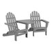 Two POLYWOOD Slate Grey Adirondack chairs and a connecting table.