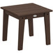 A brown POLYWOOD end table with a wooden top.