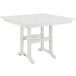 A white POLYWOOD dining table with legs and a square top.