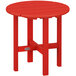 A POLYWOOD red round side table with legs.