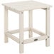 A white POLYWOOD side table with a square wooden top.