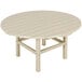 A white round POLYWOOD table with a circular wooden surface and legs.
