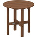A brown POLYWOOD round side table with legs.
