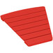 A sunset red POLYWOOD triangle-shaped connecting table.