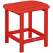 A POLYWOOD red side table with a wooden top.