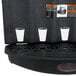 A black container with cups on it on a white object with a black border.