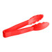 A pair of red Cambro Lugano plastic tongs with scalloped edges.