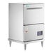 A Noble Warewashing stainless steel undercounter dishwasher with the door open.