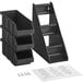 A black plastic Choice 3-tier self-serve organizer with 3 bins.