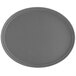 A gray oval non-skid serving tray.