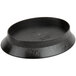 An oval black polypropylene deli server with a lid.