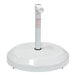 A white cylinder with a white base and wheels.