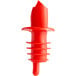 a red plastic object with a white background