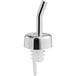 A silver metal Choice Chrome whiskey pourer with a tube.