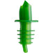 A green plastic Choice Free Flow Liquor Pourer.