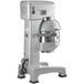 A Galaxy silver floor mixer with white attachments.