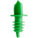 A neon green plastic liquor pourer with a screw top.