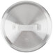 A close-up of a silver Thunder Group aluminum lid with a metal handle.