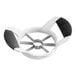 An OXO stainless steel apple corer and slicer with black handles.