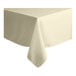 An ivory tablecloth with a hemmed border.