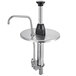 A stainless steel Server 2 oz. inset pump with a black lid and handle.