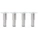 A set of four silver stainless steel adjustable legs.