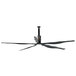 A grey Schwank MonsterFans commercial ceiling fan with black blades and a key pad.