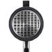 An OXO stainless steel potato ricer with black accents.