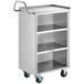 a metal cart with shelves