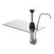 A Server stainless steel pump with lid dispensing from a metal hotel pan.