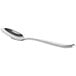 An Acopa Monte Bianco stainless steel teaspoon with a black handle and silver spoon.