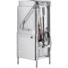 A Hobart stainless steel door-style tall base dishwasher with wires and handles.