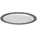 A Bon Chef melamine bread and butter plate with a black and white checkered rim.