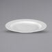 A white Bon Chef melamine plate with a patterned rim.