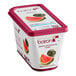 A container of frozen watermelon puree with Les Vergers Boiron Watermelon Puree on the label.