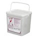 A white Les Vergers Boiron bucket with a lid and a handle.