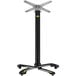 A black and silver FLAT Tech bar height table base with a metal pole and stand.