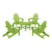 A group of green POLYWOOD Adirondack chairs around a table.