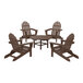 A brown POLYWOOD outdoor table with four chairs around it.